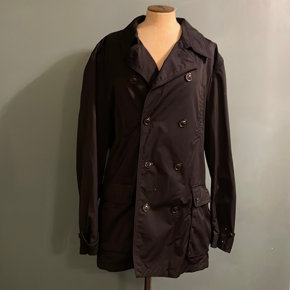 Armani Collezioni Mens Water Repellent Black Trench Coat